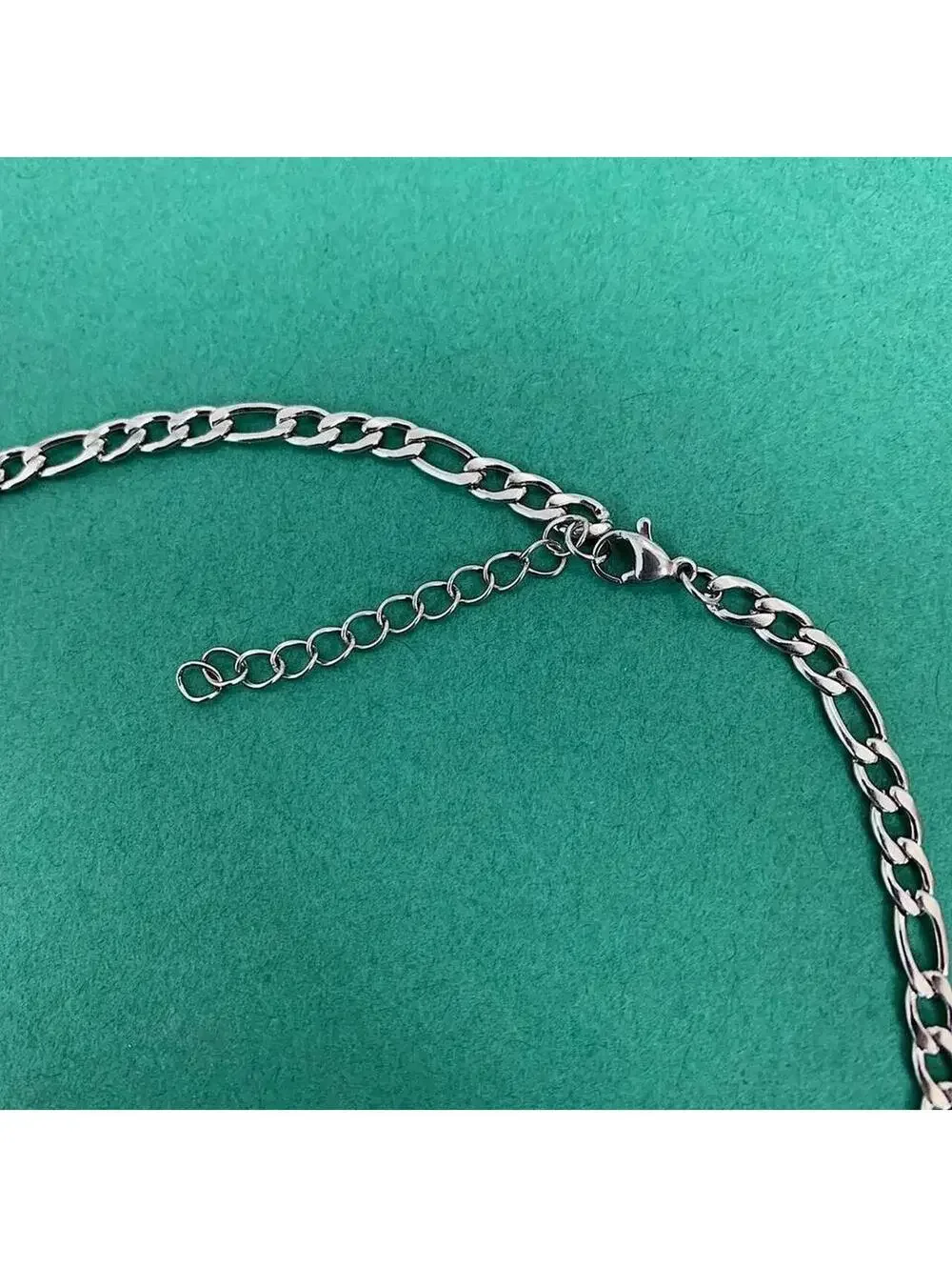 Cyber Vintage Y2K Style Grunge Figaro Stainless Steel Silver Chain Necklace